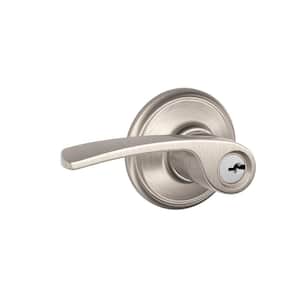 Merano Satin Nickel Keyed Door Handle with Concealed Screws