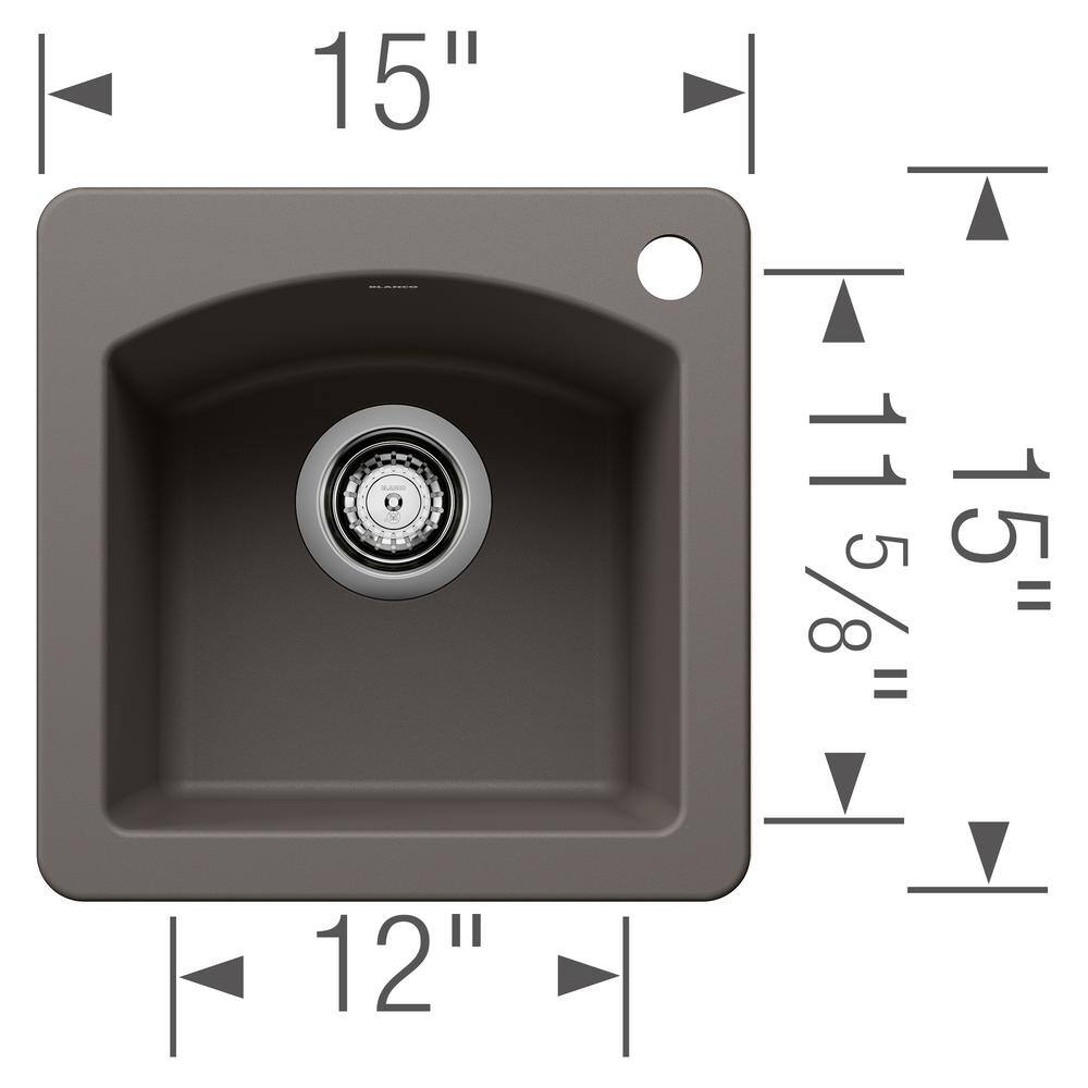 Volcano Gray Granite Composite Drop-In/Undermount Bar Sink
