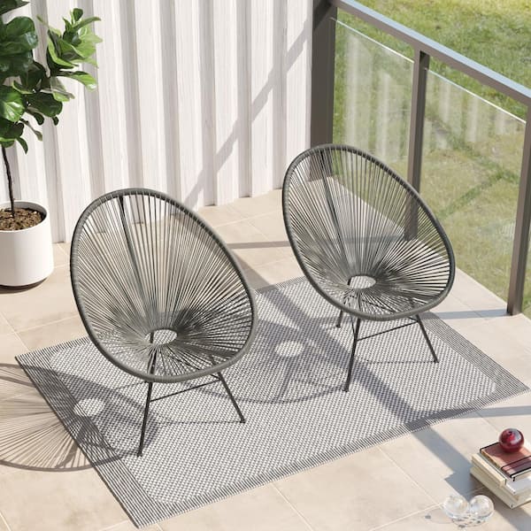 CORVUS Acapulco Gray Steel Outdoor Lounge Chair in Gray - Set of 2 Chairs