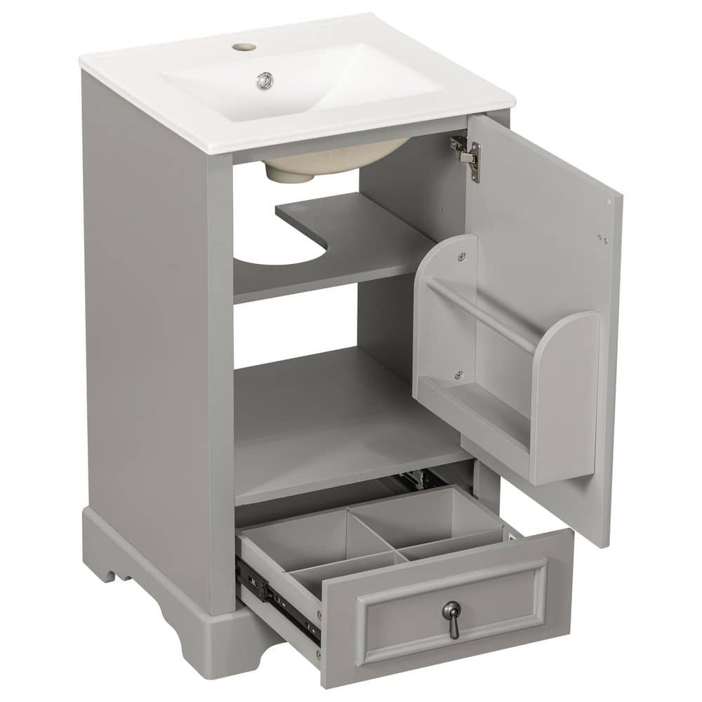 20 in. W x 18.3 in. D x 34 in. H Bathroom Gray Linen Cabinet price history on PriceWatchPro