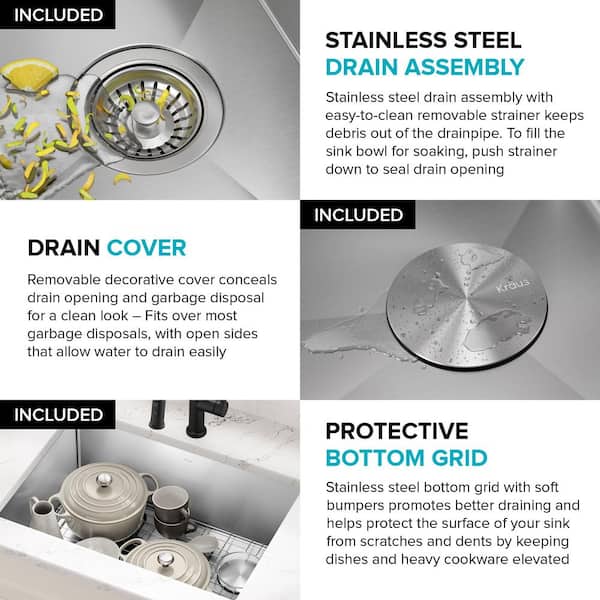 Standart PRO 27 in. Undermount Single Bowl 16 Gauge Stainless Steel Kitchen Sink with Accessories