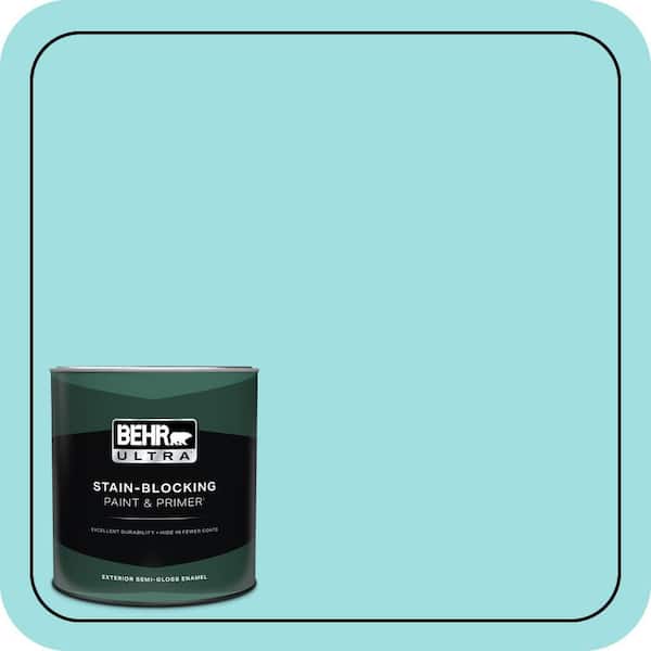 BEHR ULTRA 1 qt. #CE-02 Mermaid Tears Semi-Gloss Enamel Exterior Paint & Primer