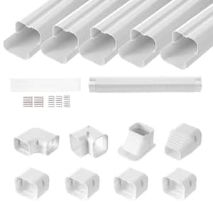 Mini Split Line Set Cover 3 in. W 10 ft. L PVC Decorative Pipeline Cover for Air Conditioner with 5 Straight Ducts