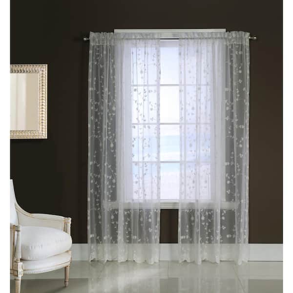 Habitat Grandeur White Light Filtering Pole Top Curtain Panel 52 In W X 63 L 71364001 507005 The