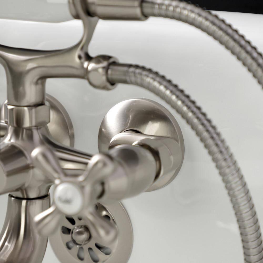 Brushed Nickel Wall Mount Clawfoot Tub Faucet with Hand Shower