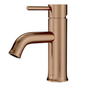 Aruba 1-Handle Single Hole Bathroom Faucet in Rose Gold