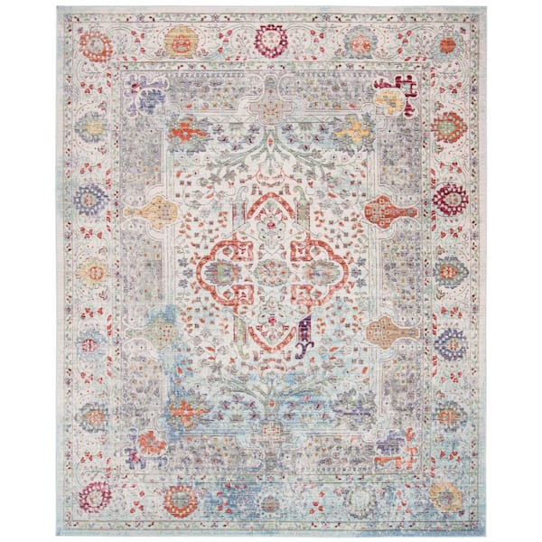 Valencia 8 ft. x 10 ft. Blue/Multi Distressed Oriental Area Rug