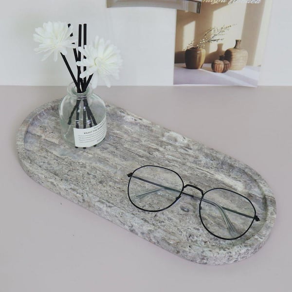Gray Series White Oval Marble 11.81 Decorative Tray 1 LX0506 - The