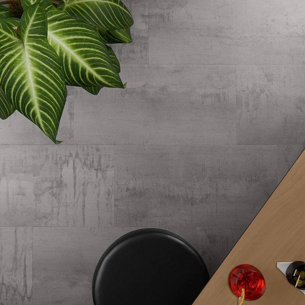 Steel Matte Concrete Look Waterproof Vinyl Floor Tile