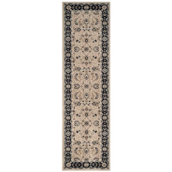 Lyndhurst 2 ft. x 10 ft. Light Beige/Anthracite Antique Speckled Floral Runner Rug