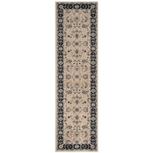 Lyndhurst Light Beige/Anthracite 2 ft. x 12 ft. Border Runner Rug