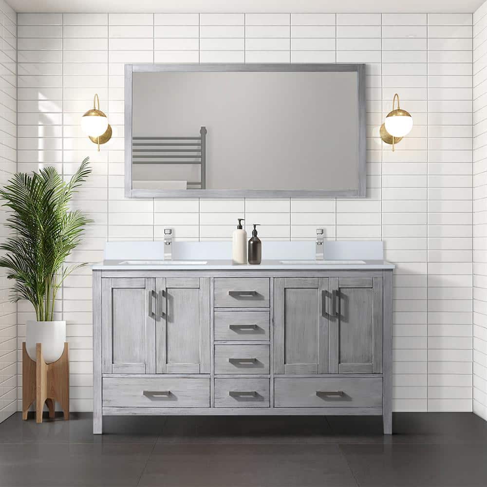 Lexora Jacques 60 in. W x 22 in. D Distressed Grey Bath Vanity