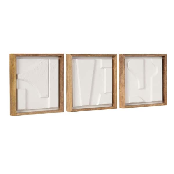 Yukiah 3-Piece Set Framed Wooden Wall Plaque 12 in. x 12 in.