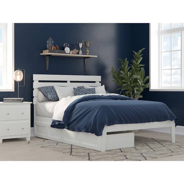 AFI Oxford White Full Solid Wood Storage Platform Bed with USB Turbo Charger and 2 Drawers