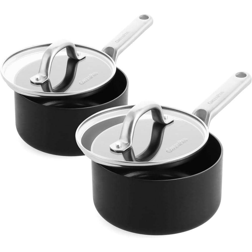 4-Piece Hard-Anodized Aluminum Nonstick Anti-Warp Saucepan Set (1.6 Qt. and