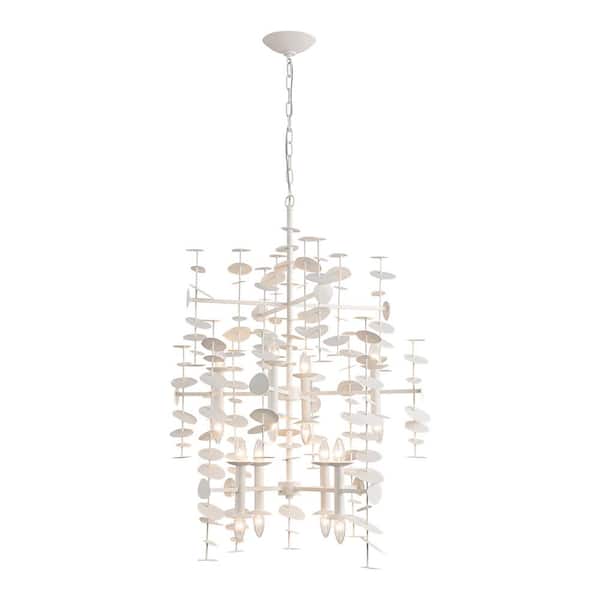 Yukari 41 in. 16 Light 40-Watt Matte White Chandelier
