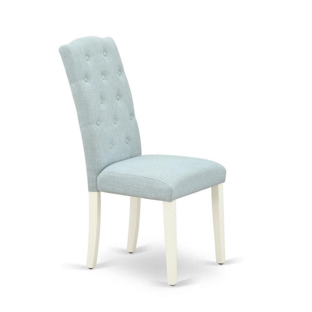 Linen White Extendable Dining Set with 4 Upholstered Parsons Chairs
