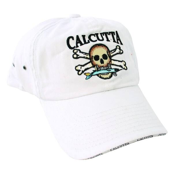 Calcutta Adjustable Strap Low Profile Baseball Cap in White with Fade-Resistant Logo