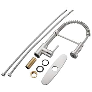 High Arc Single Handle Spring Pull Down Sprayer Kitchen Faucet with 2-Function Sprayer Included in Brushed Nickel