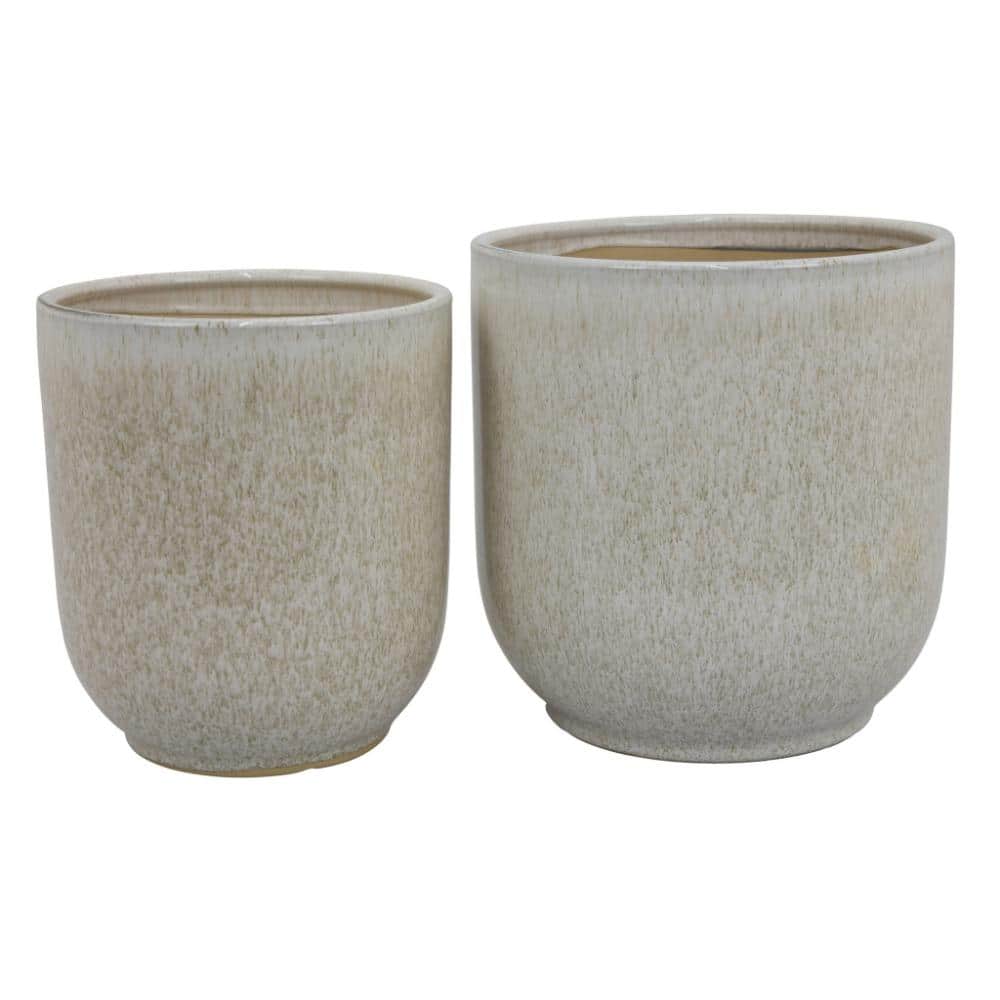 11.5 in. L x 11.5 in. W x 12 in. H Set of 2 White Gray Ceramic Accent Planter price history on PriceWatchPro
