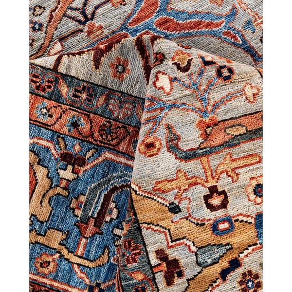 Serapi Gray 9 ft. x 12 ft. Tribal Wool Indoor Area Rug