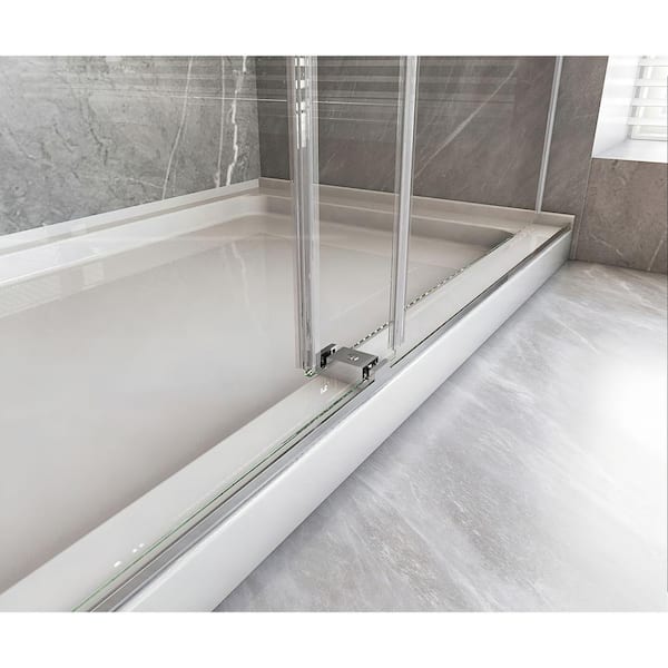 66-72 in. W x 76 in. H Double Sliding Frameless Shower Door in Brushed Nickel Finish with 3/8 in. (10 mm) Tempered Glass