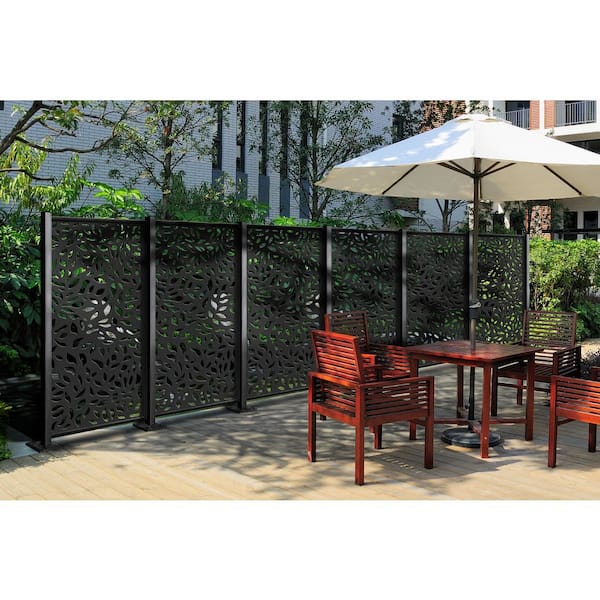75 in. x 2 in. x 2in. Black Galvanized Steel Fence Post and Welded Base Plate (Privacy Panels and Slat Fence Installs)