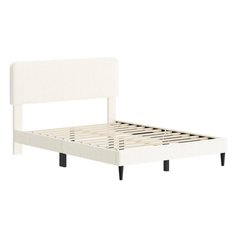 Rivo Beige Wood Frame Queen Platform Bed with Chenille Adjustable-Height Upholstered Headboard price history on PriceWatchPro
