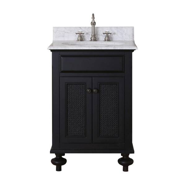 Water Creation London 24 in. Vanity in Dark Espresso with Marble Vanity Top in Carrara White with White Basin