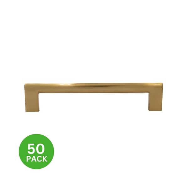 50-Pack Vail 6 in. (152 mm) Center-to-Center Modern Satin Brass Bar Drawer Pull