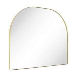 TOMACE 40 in. W x 32 in. H Large Arched Metal Framed Wall Mounted Bathroom Vanity Mirror in Brushed Gold