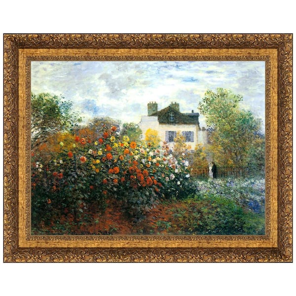 Design Toscano Monet's Garden at Argenteuil (The Dahlias), 1873 by Claude Monet Framed Nature Oil Painting Art Print 37 in. x 47 in.