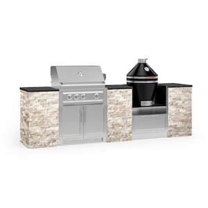 Outdoor Kitchen Signature Series SS 75.16 in. L x 25.5 in. D x 50 in. H 6-Piece Cabinet in Ivory Travertine Stone (LP)
