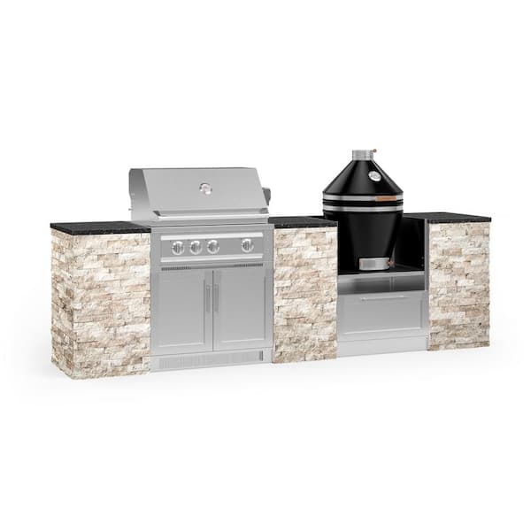 NewAge Products Signature Series 118.16 in. x 25.5 in. x 57.5 in. 9-Piece Outdoor Kitchen Cabinet Set with Liquid Propane 33 in. Grill
