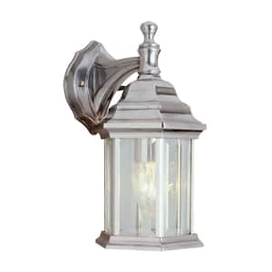 Cumberland 1-Light Brushed Nickel Outdoor Wall Light Fixture with Clear Glass