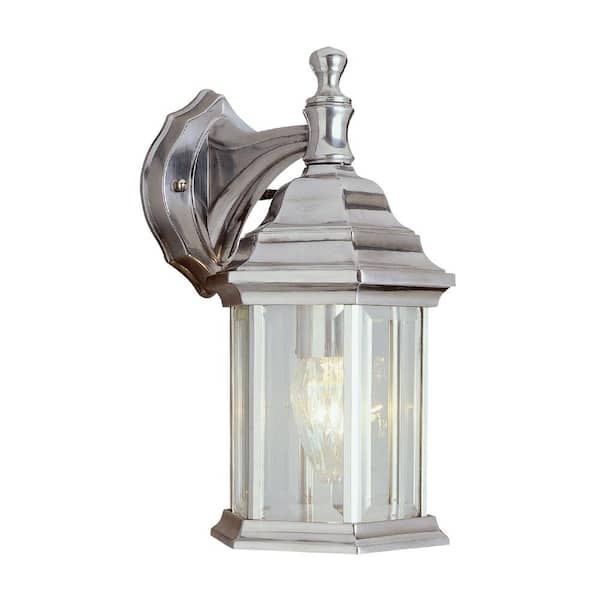Bel Air Lighting Cumberland 1-Light Brushed Nickel Outdoor Wall Light Fixture with Clear Glass