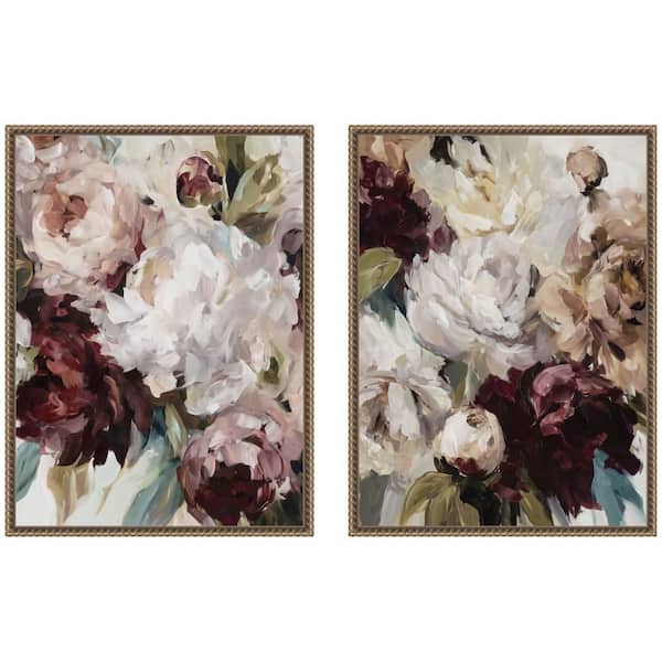 2 Piece Sylvie "Winter Peonies" by Amy Lighthall Flowers Framed Art Print Set 24 in. x 18 in.