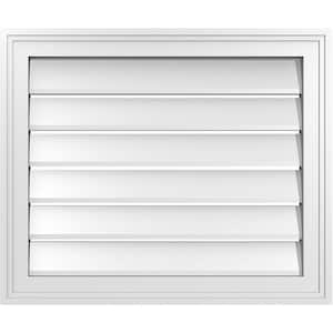 24 in. x 20 in. Vertical Surface Mount PVC Gable Vent: Functional with Brickmould Frame