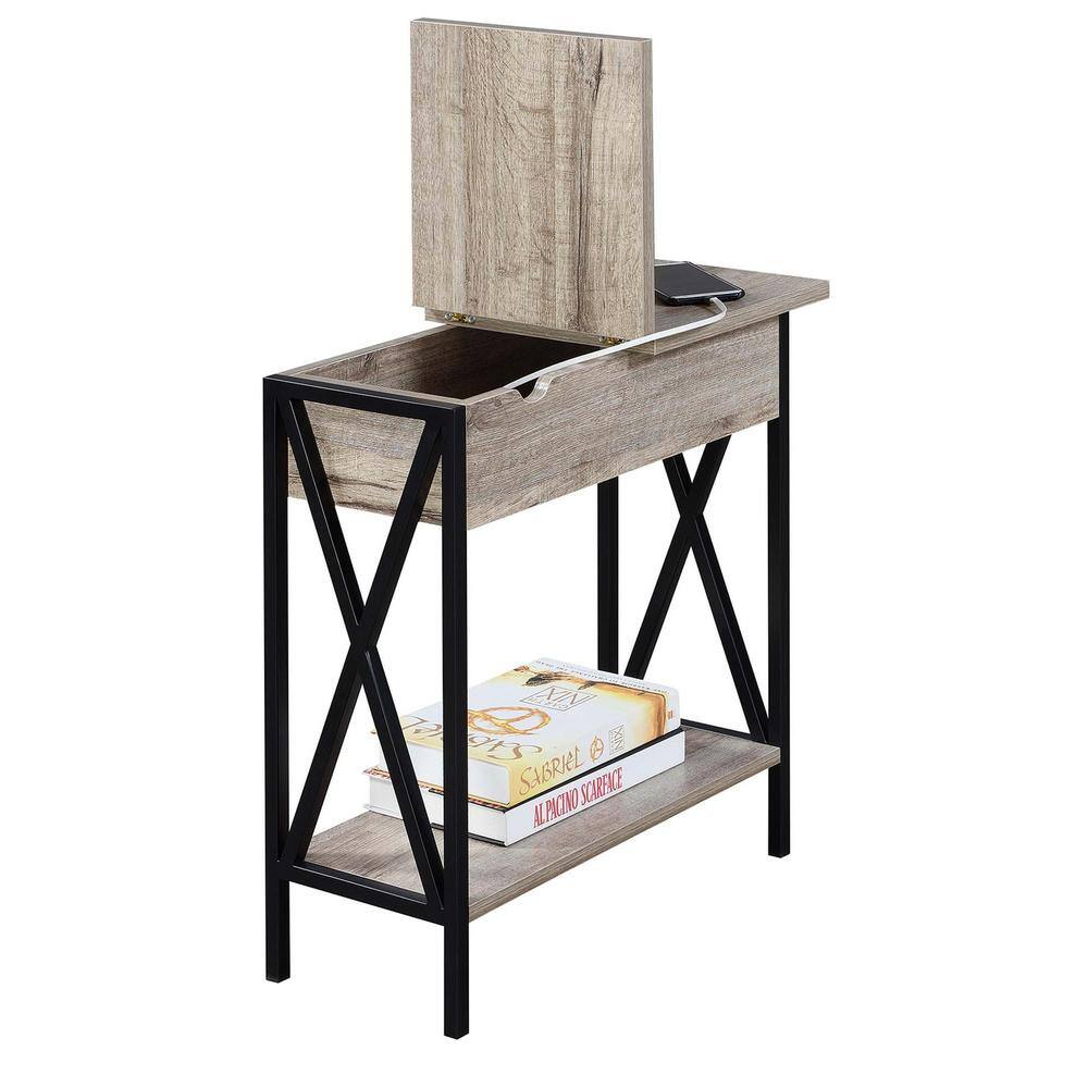 Sandstone Wood End Table with USB Charging Ports