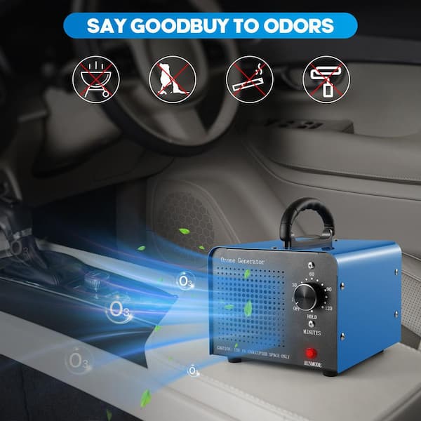 4000 sq. ft. Ion Generator Ozone Generator in Blue with Timer for Car, Rooms, Smoke, Pets