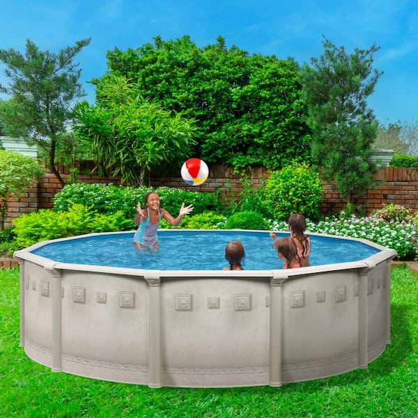 Palisades 24 ft. Round 52 in. Deep Above Ground Hard Sided Deluxe Pool Package