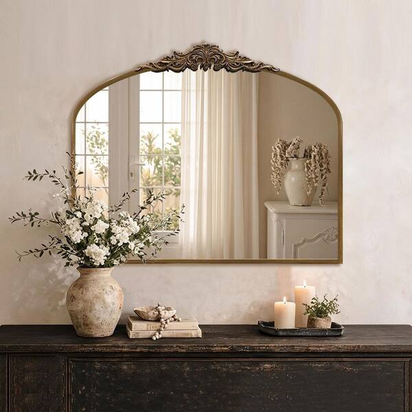 LuxHomez 29.3 in. W x 35.5 in. H Traditional Arch Antique Gold