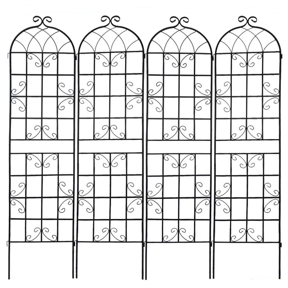 86.7 in. Outdoor Garden Trellis Metal Rustproof Climbing Plants Support in Black (4-Packs)