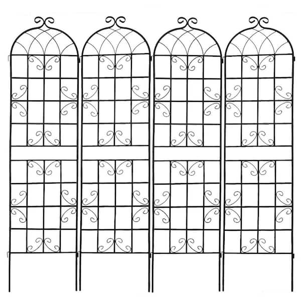 86.7 in. Outdoor Garden Trellis Metal Rustproof Climbing Plants Support in Black (4-Packs)