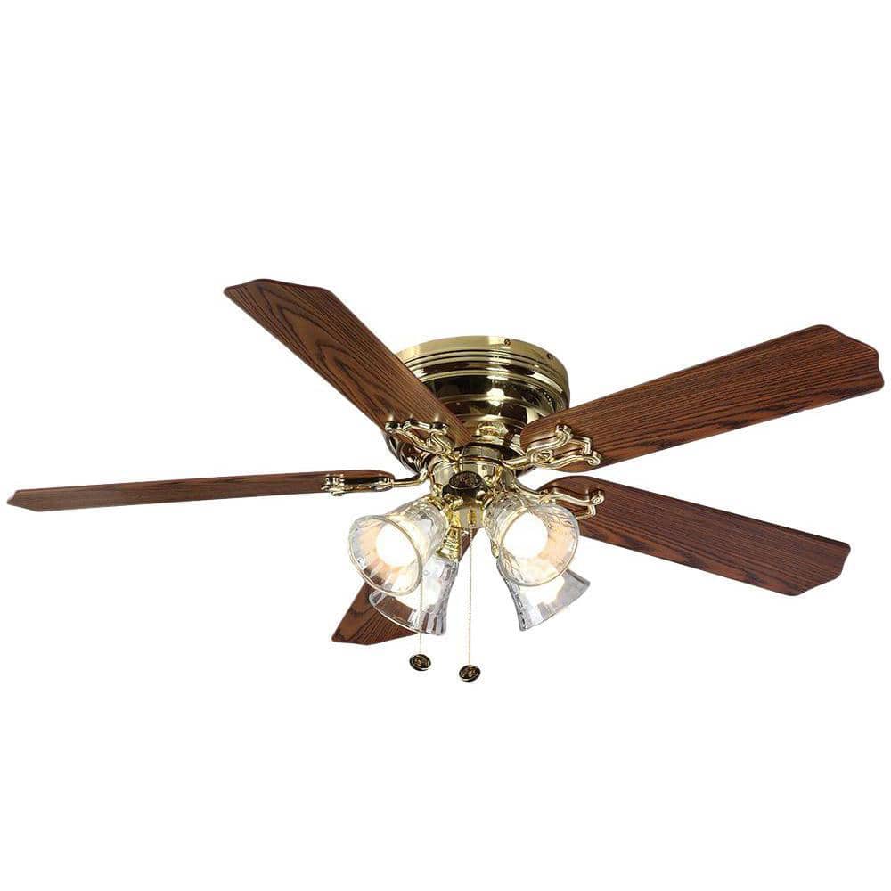UPC 082392911089 product image for Carriage House 52 in. Indoor LED Polished Brass Ceiling Fan with Light Kit, Reve | upcitemdb.com