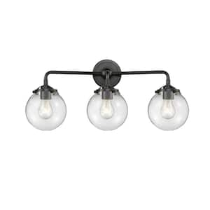 Beacon 24 in. 3-Light Oil Rubbed Bronze Vanity Light with Clear Glass Shade
