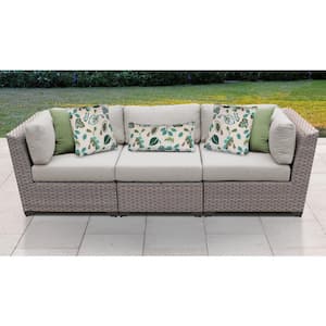 Florence 3-Piece Wicker Outdoor Sectional Sofa with Beige Cushions