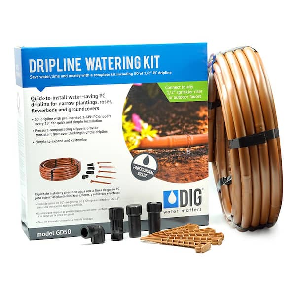 DIG Landscape Dripline Watering Kit with 18 in. Spacing and 1/2 in. Riser Conversion