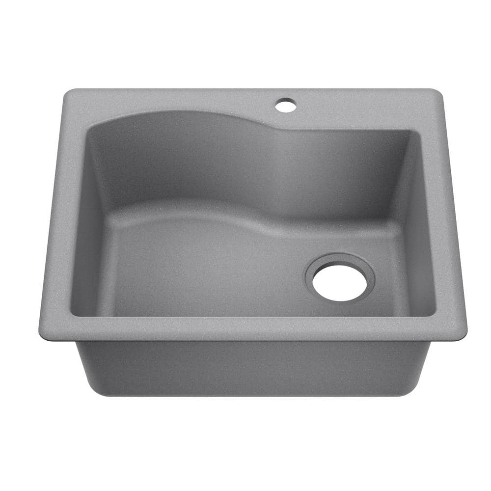 Gray Granite 25-Inch Drop-In Single Bowl Kitchen Sink