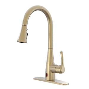Marcie Single-Handle Integrated Pull Down Touchless Kitchen Faucet in Matte Gold